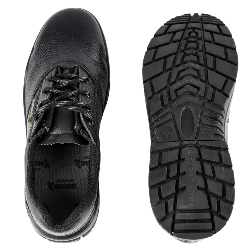 Antistatic Steel Toe Safety Shoes Mallcom CIVET S1 PU Sole Black Leather