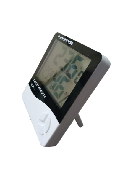 Clock Temperature & Humidity Meter Digital Hygrometer Indoor HTC-1